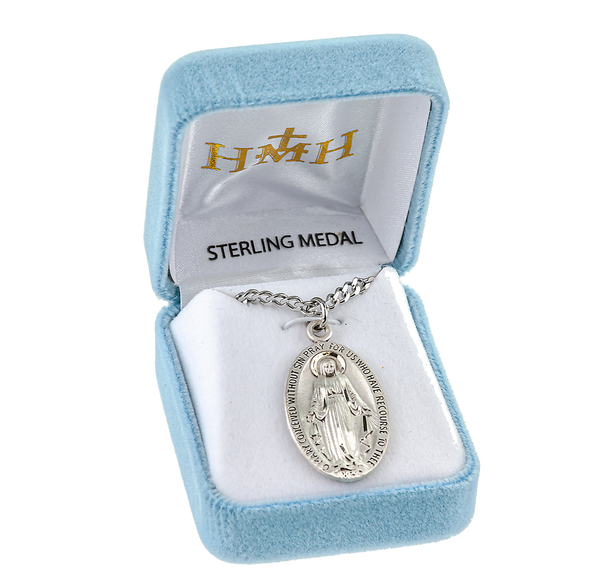 Sterling Silver Sterling Silver Miraculous Medal Pendant with Chain