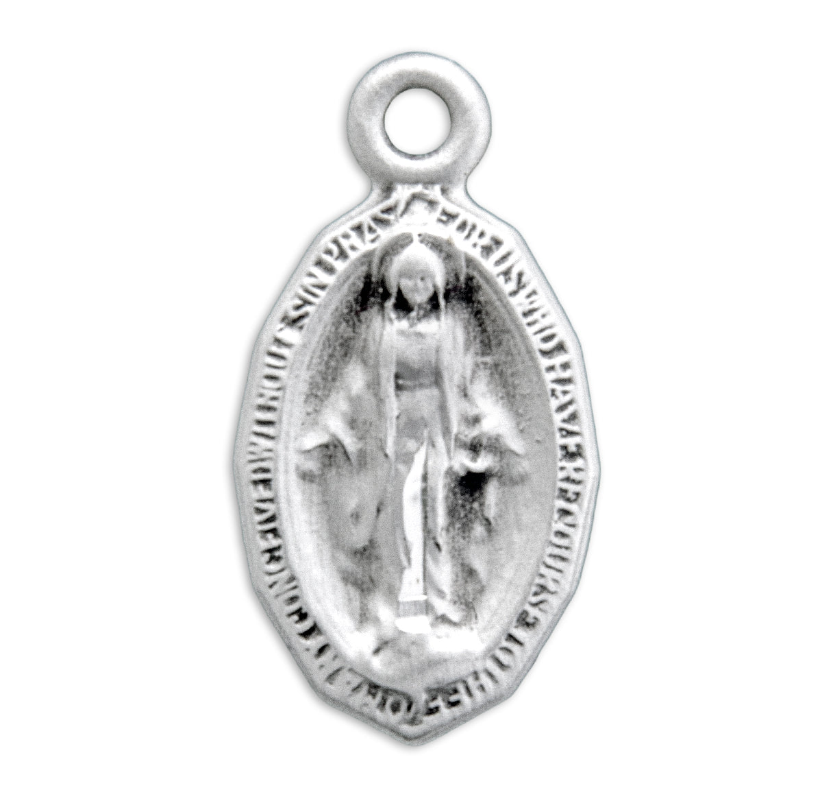 Sterling Silver Oval Miraculous Medal Pendant with Chain
