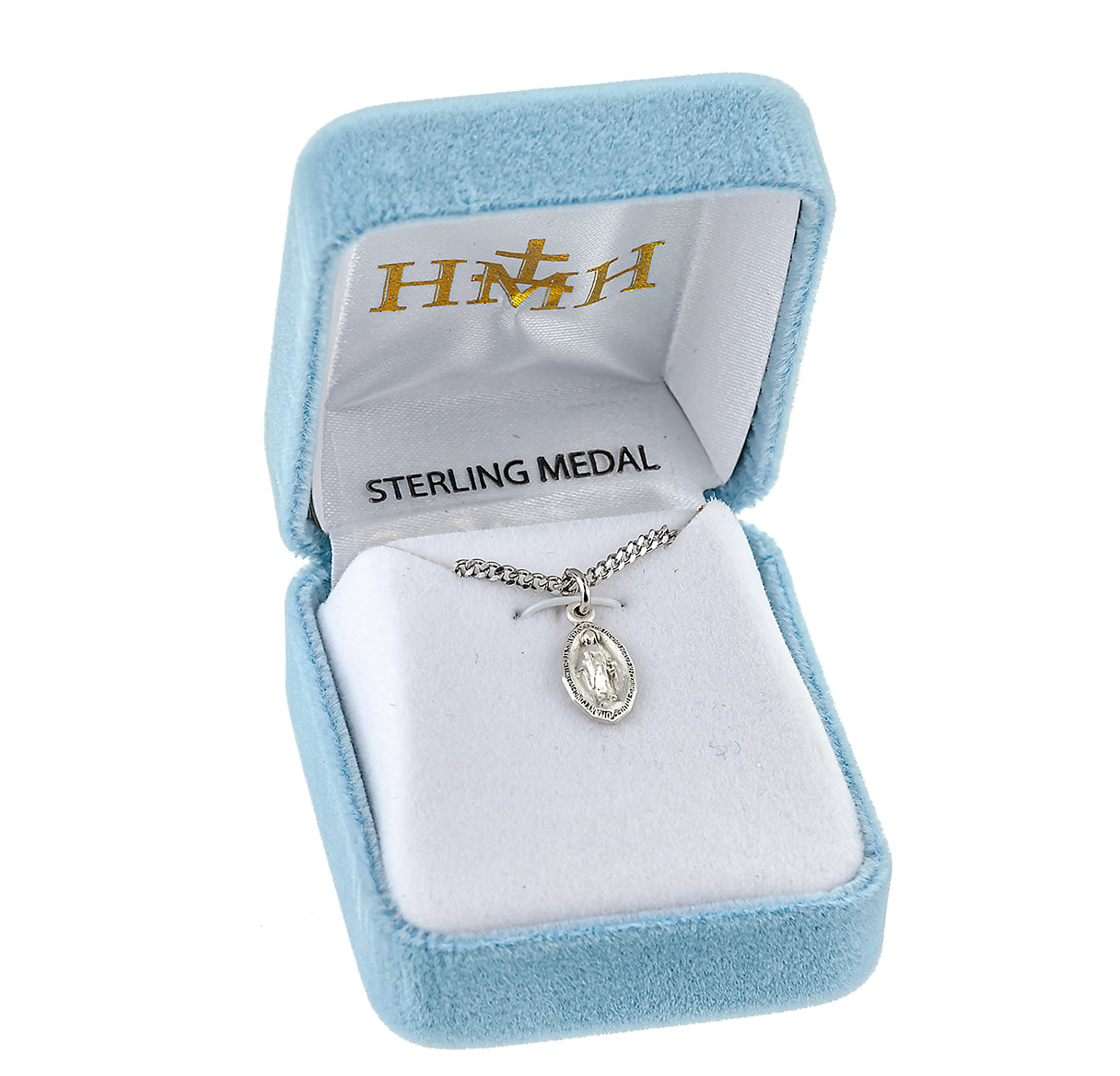 Sterling Silver Oval Miraculous Medal Pendant with Chain