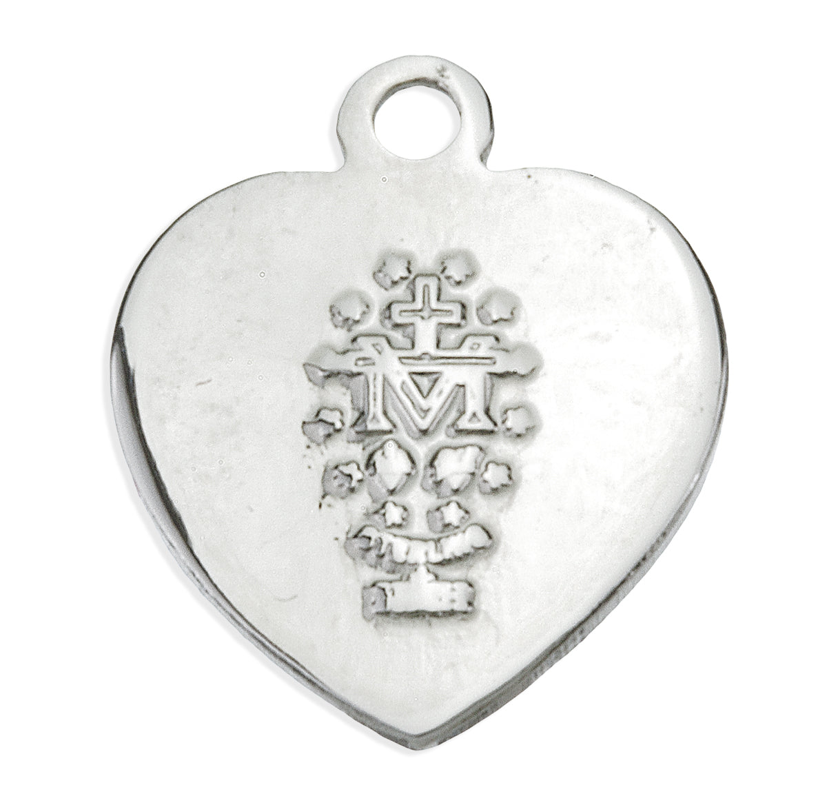 Sterling Silver Heart Shape Miraculous Medal Pendant with Chain