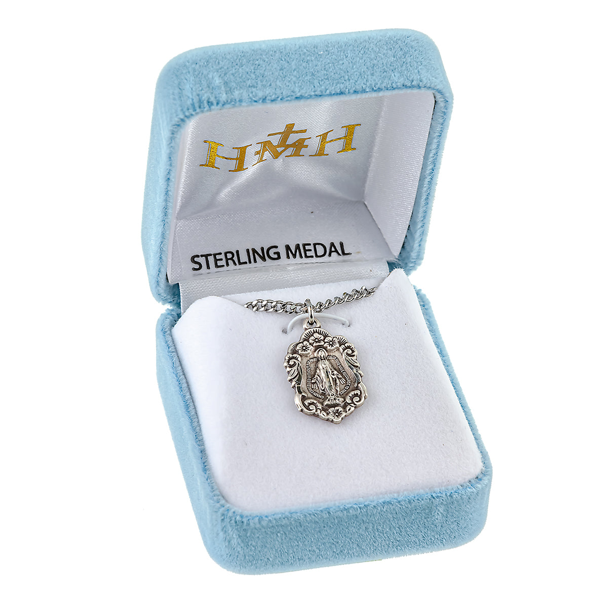 Sterling Silver Miraculous Medal Pendant with Chain