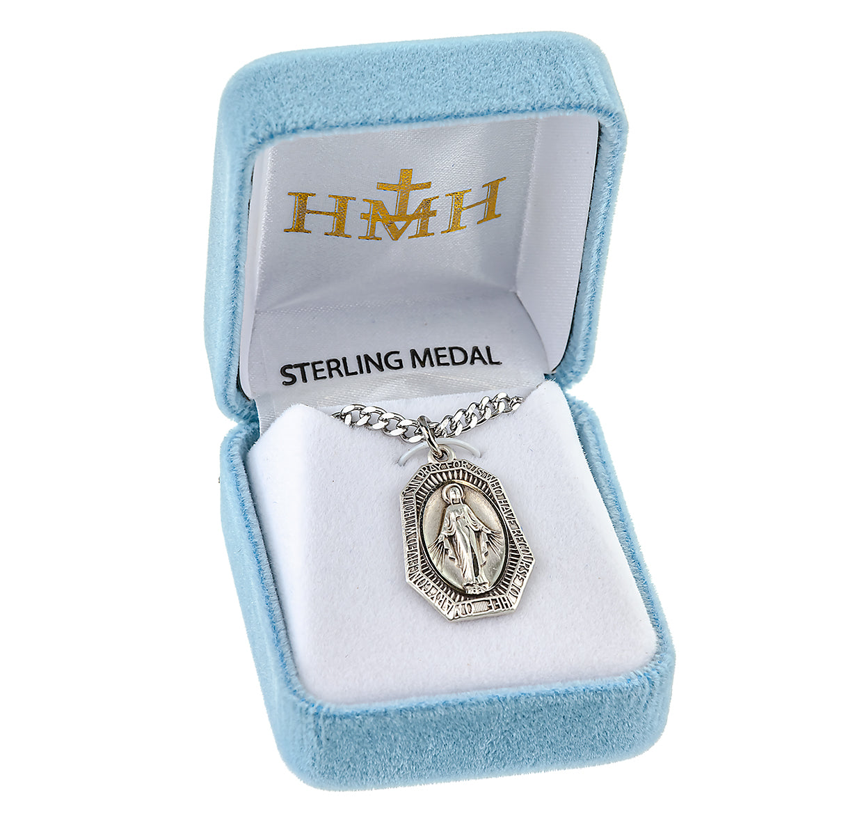 Sterling Silver Miraculous Medal Pendant with Chain