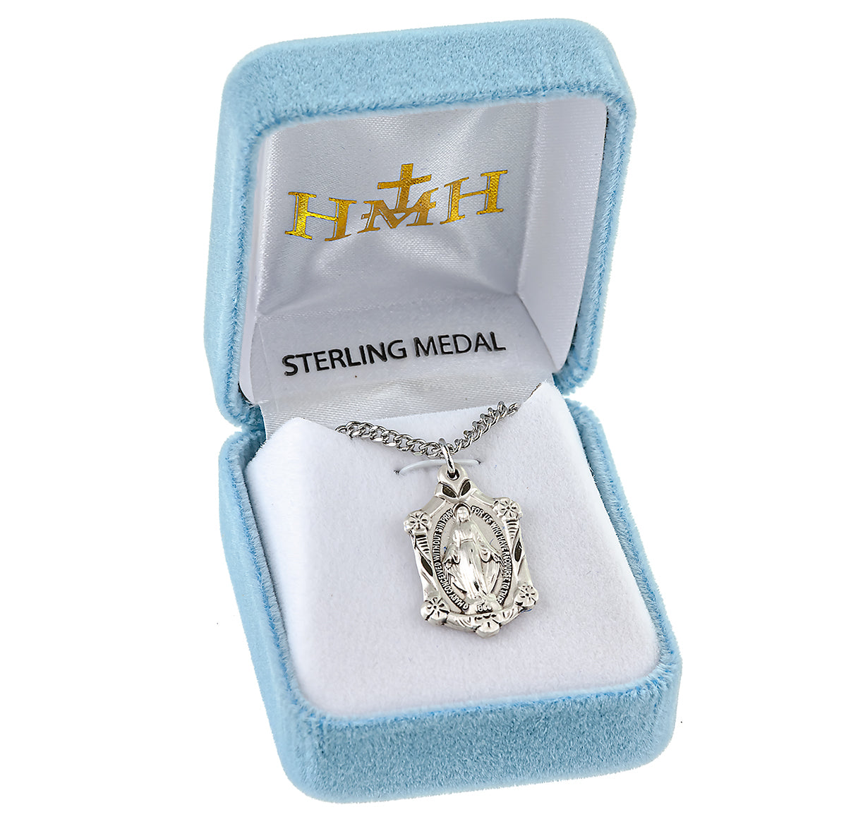 Sterling Silver Miraculous Medal Pendant with Chain