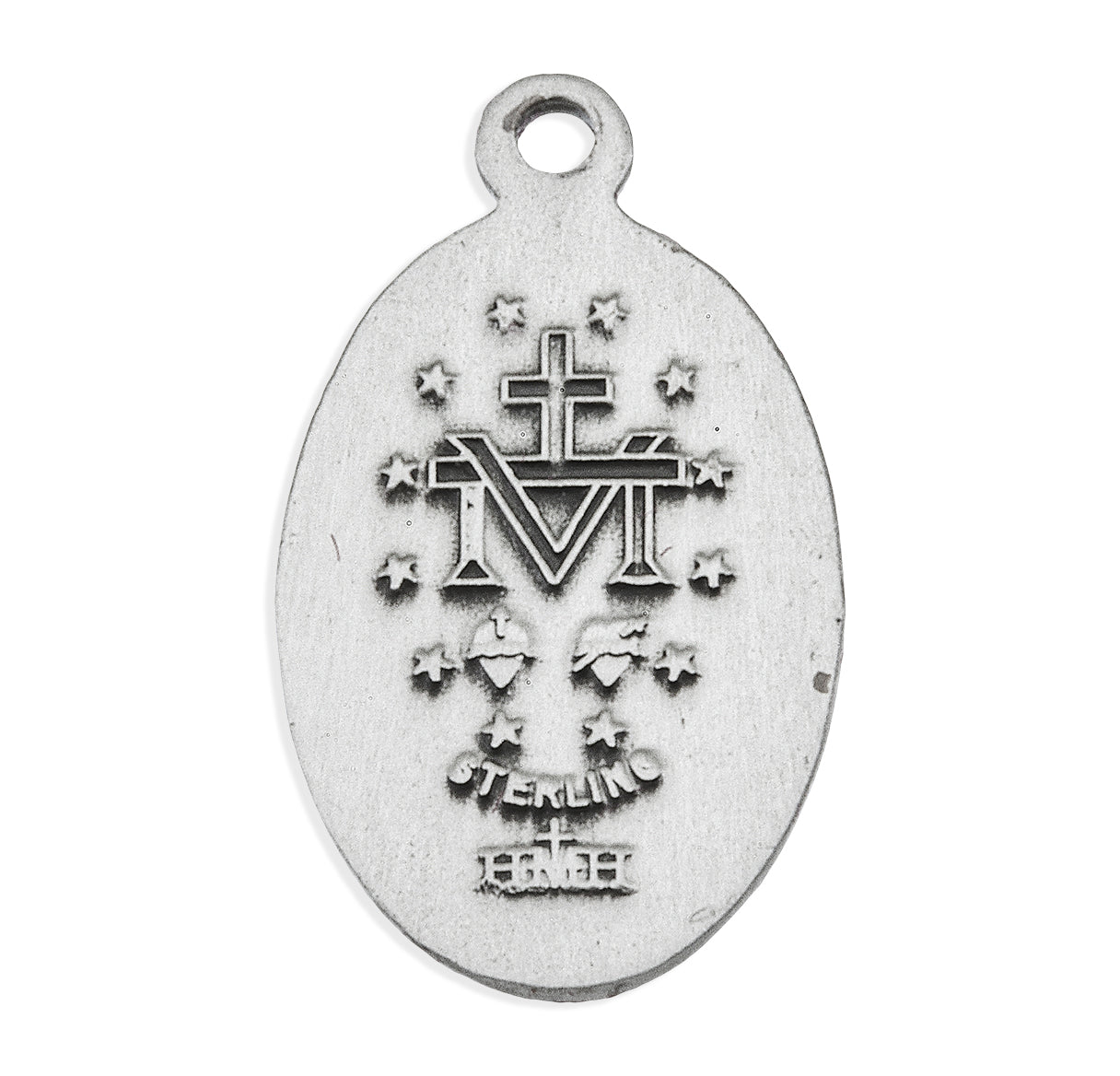 Sterling Silver Oval Miraculous Medal Pendant with Chain