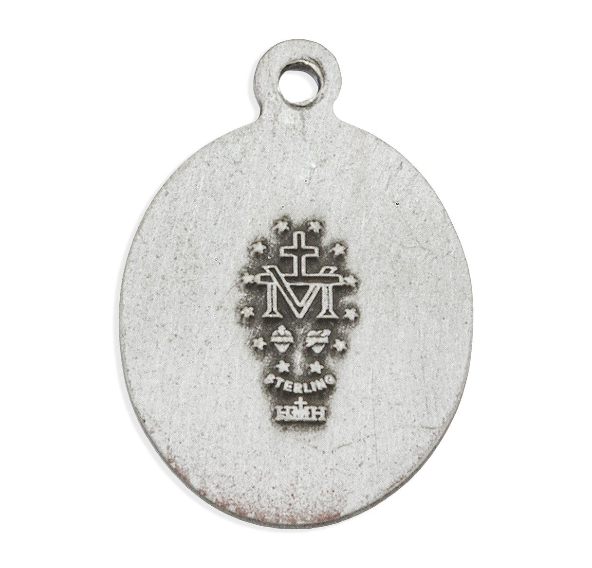 Sterling Silver Oval Miraculous Medal Pendant with Chain