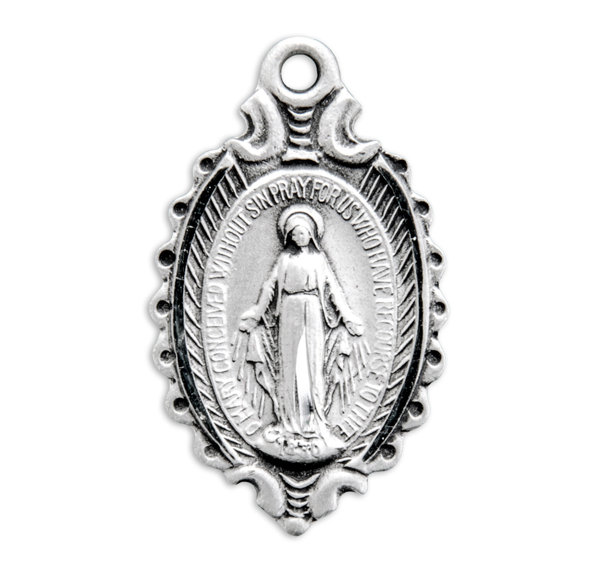Sterling Silver Miraculous Medal Pendant with Chain