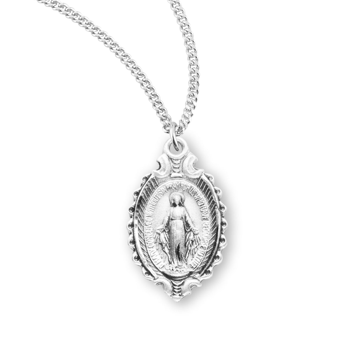 Sterling Silver Miraculous Medal Pendant with Chain