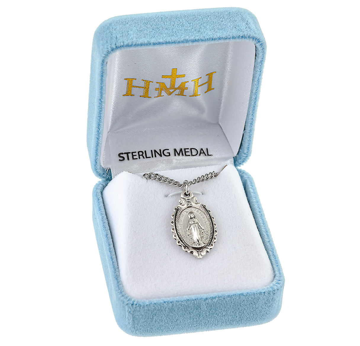 Sterling Silver Miraculous Medal Pendant with Chain