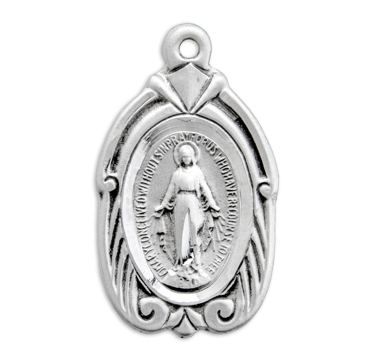 Sterling Silver Miraculous Medal Pendant with Chain