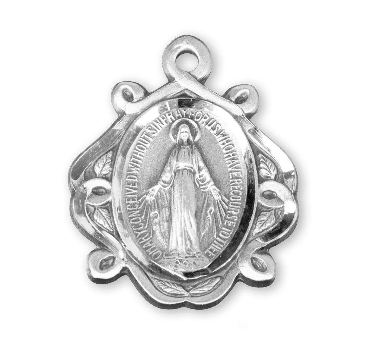 Sterling Silver Miraculous Medal Pendant with Chain Celtic Knot