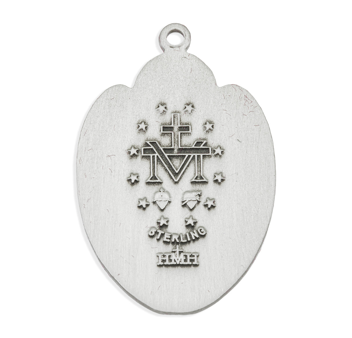 Navy Sterling Silver Enameled Miraculous Medal Pendant with Chain