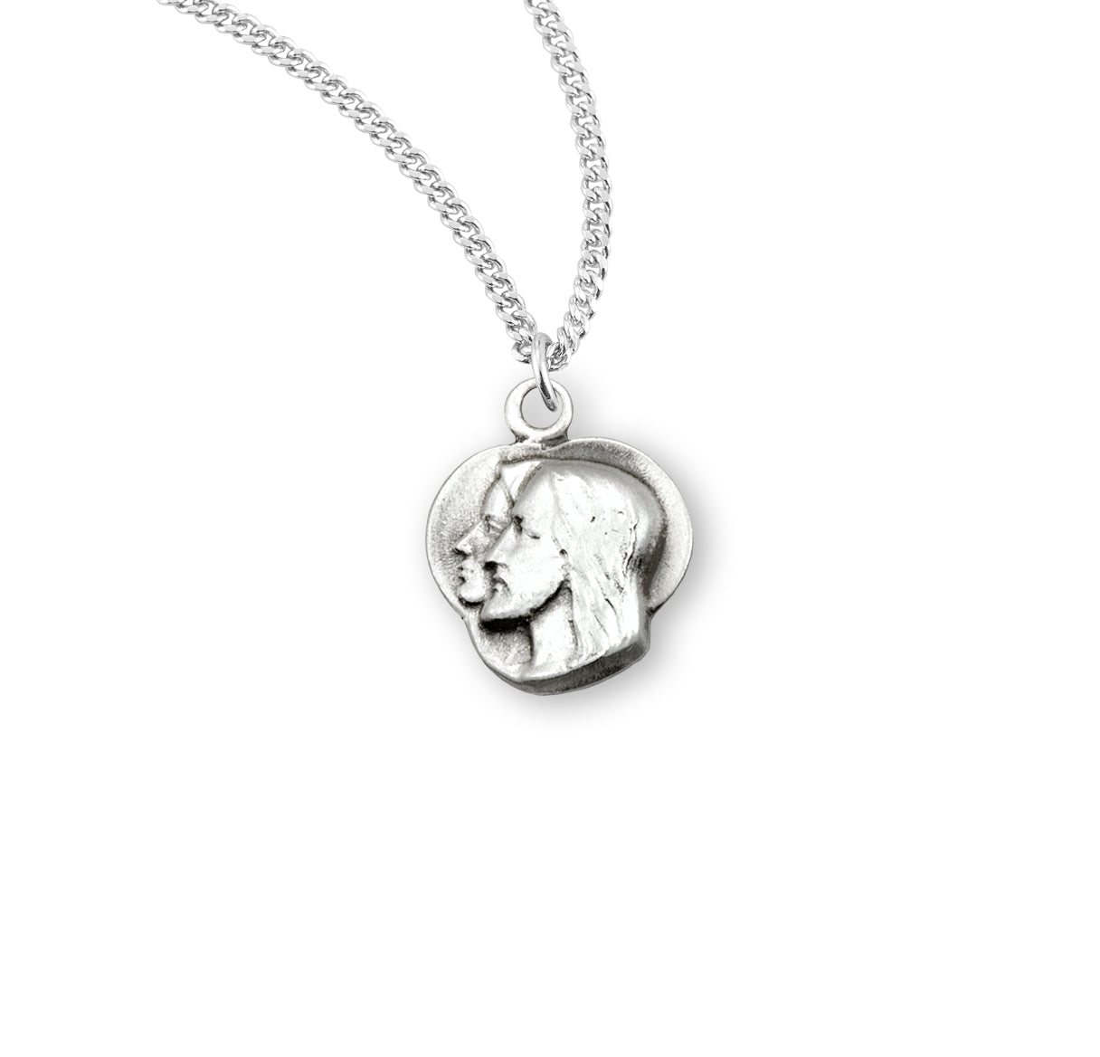 Jesus through Mary Sterling Silver Medal Pendant with Chain