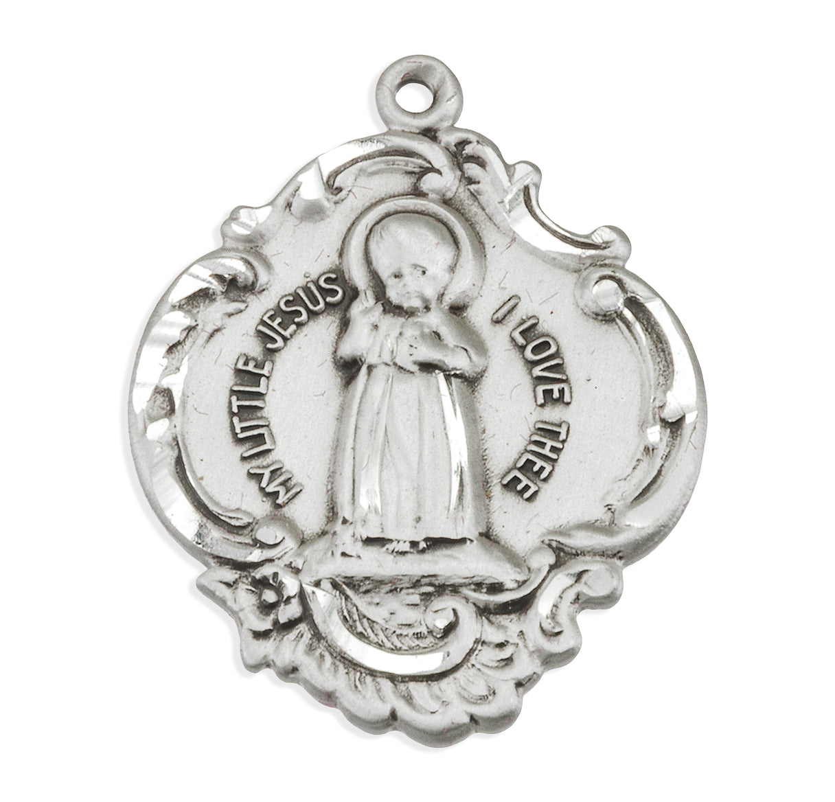 Infant Jesus Sterling Silver Medal Pendant with Chain