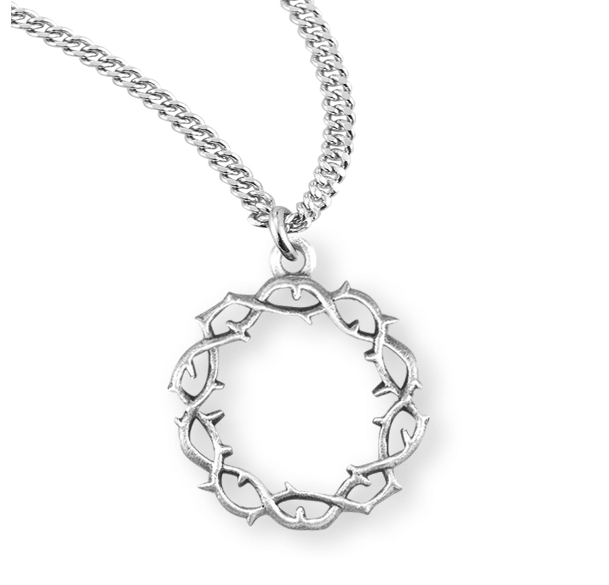"Crown of Thorns" Sterling Silver Medal Pendant with Chain