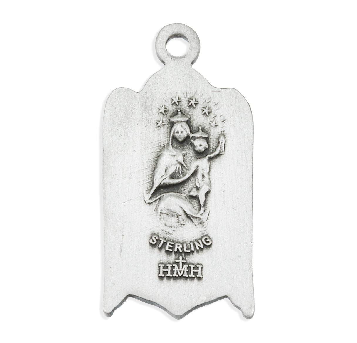 Sterling Scapular Heart of Jesus Medal Pendant with Chain