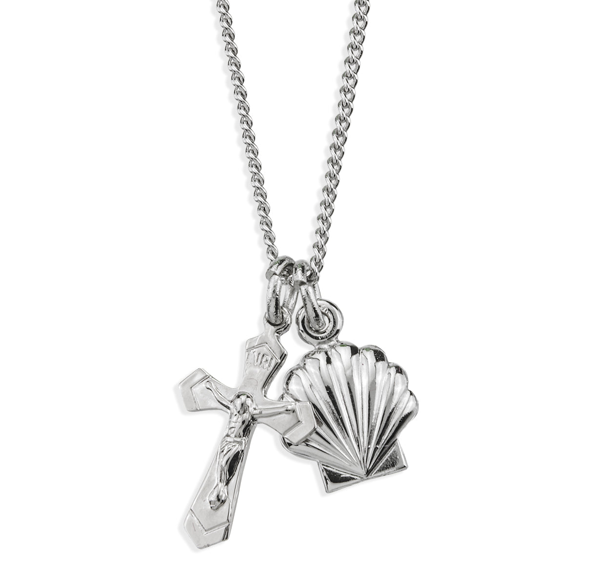 Sterling Silver Baptismal Medal and Small Crucifix