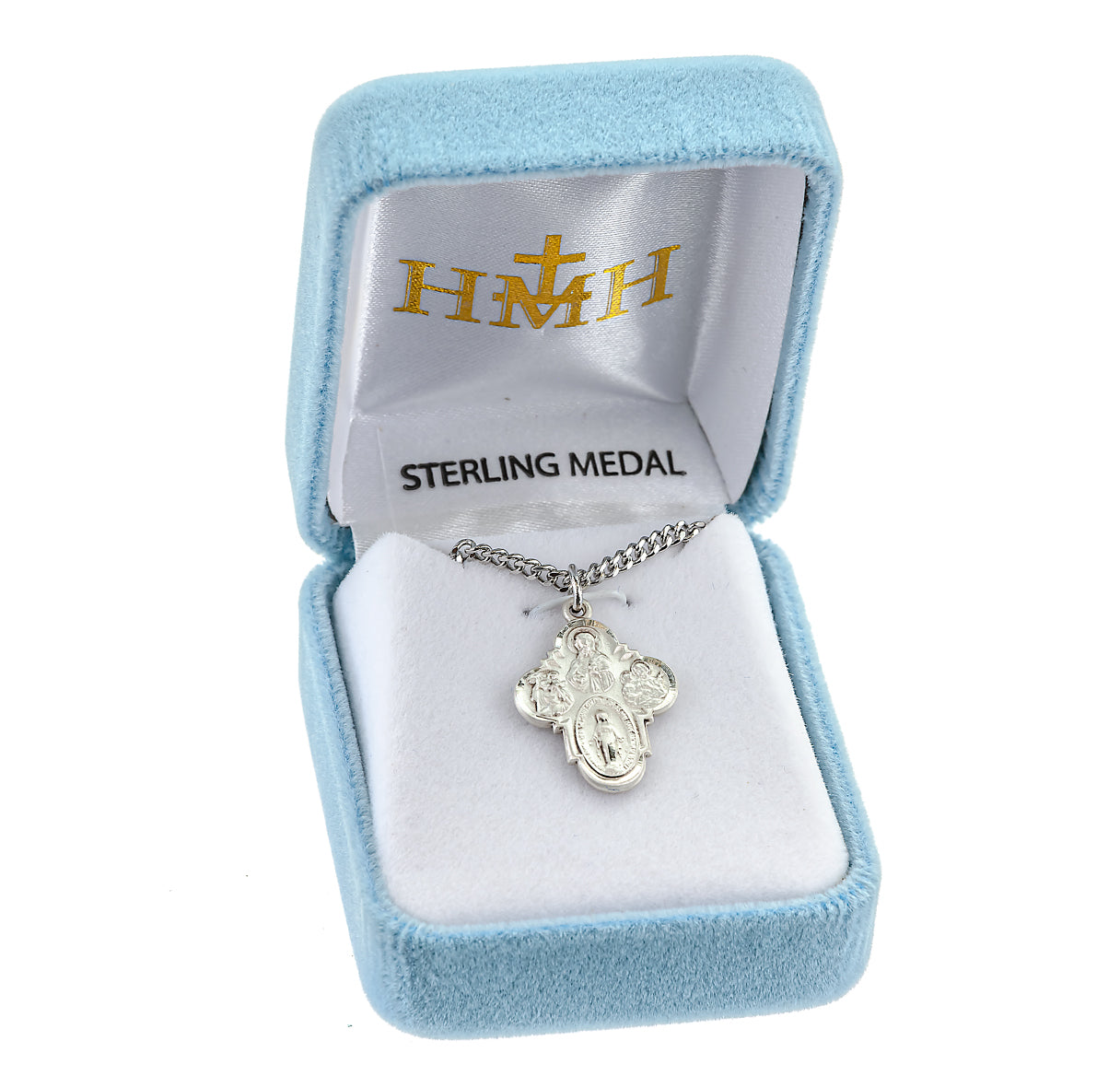Sterling Silver 4-Way Cross Medal Pendant with Chain