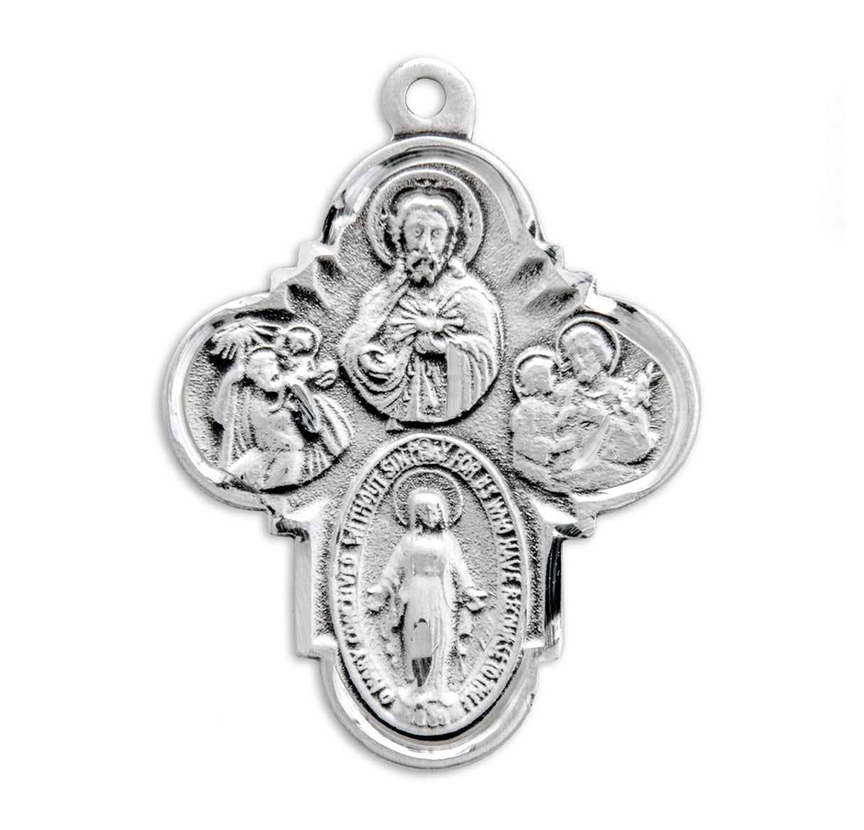 Sterling Silver 4-Way Cross Medal Pendant with Chain