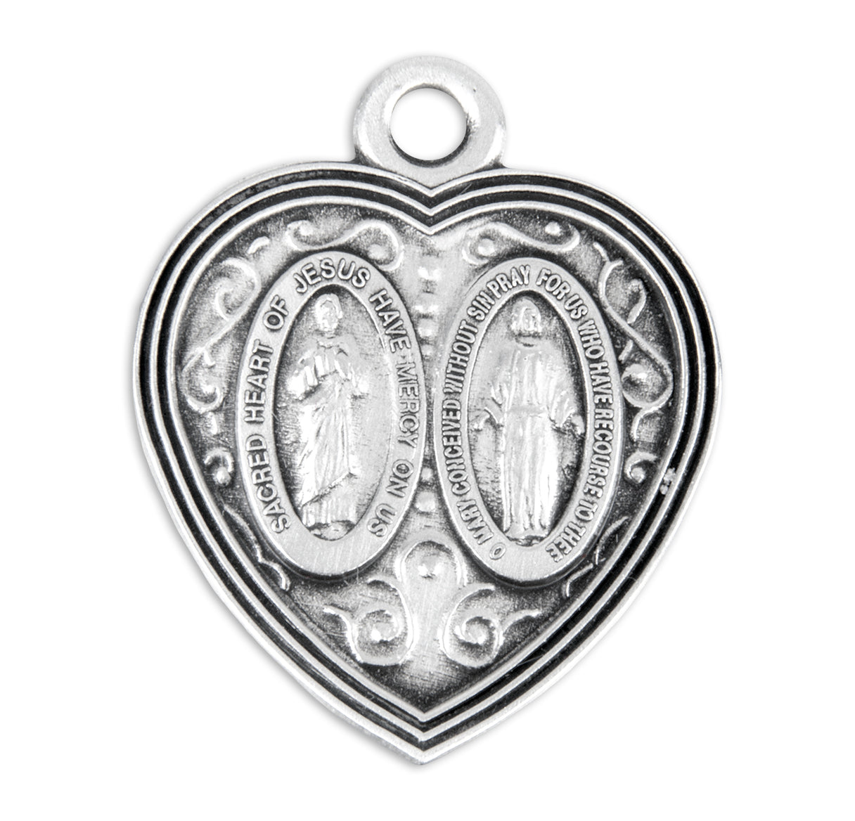 Sterling Silver Miraculous Scapular Medal Pendant with Chain
