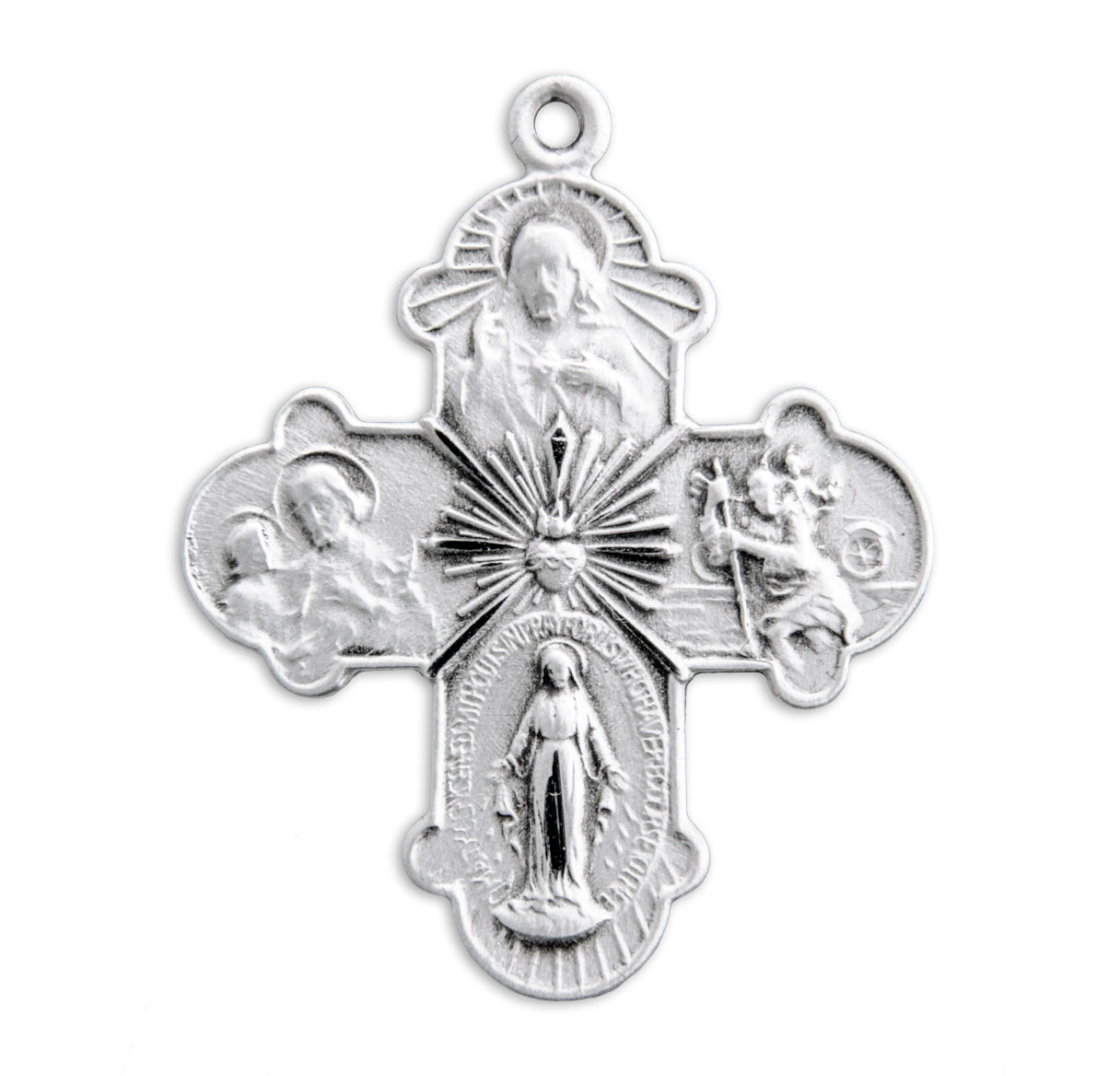 Sterling Silver 4-Way Cross Medal Pendant with Chain