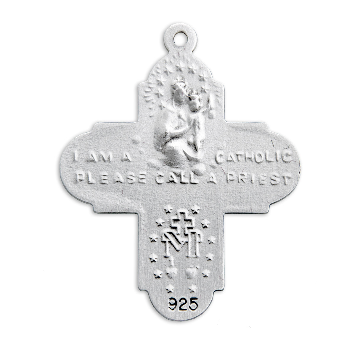 Sterling Silver 4-Way Cross Medal Pendant with Chain