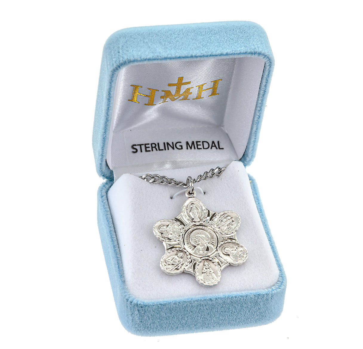 Sterling Silver Seven-Way Medal Pendant with Chain