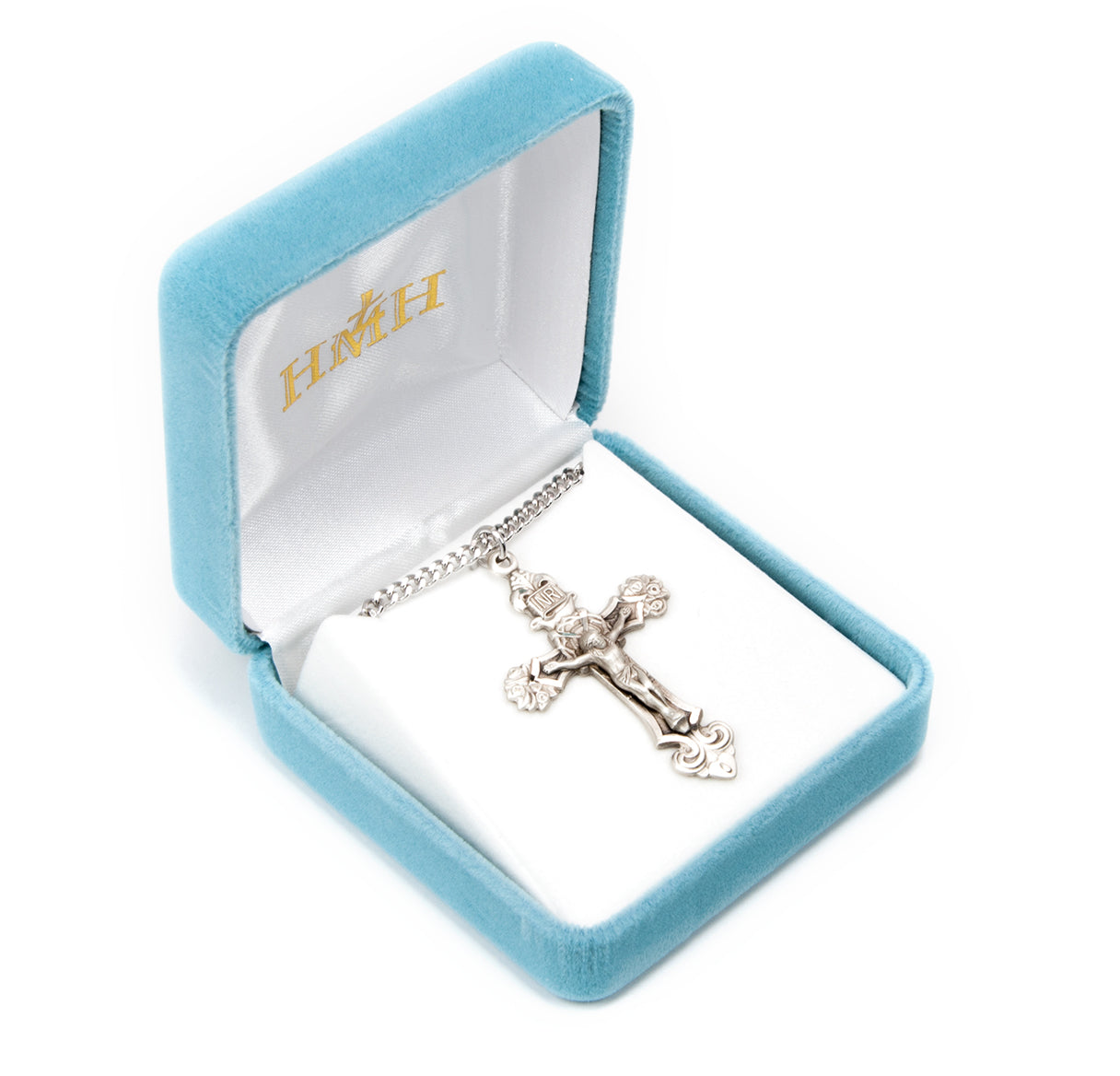Sterling Silver Filigree Scroll Relief Design Crucifix