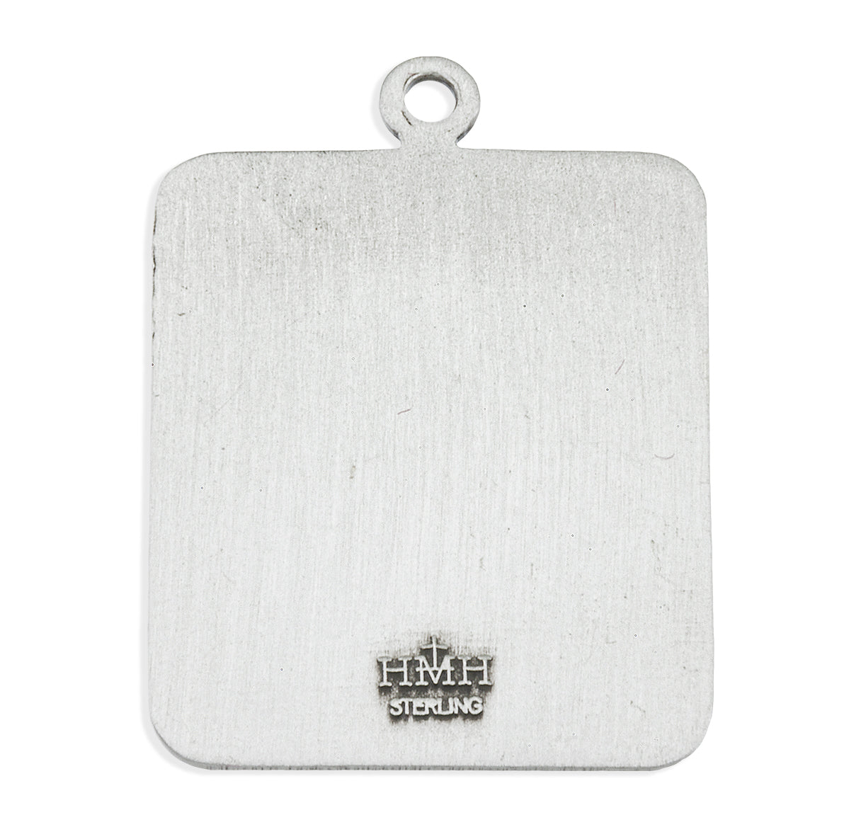 Saint Michael the Archangel Slaying Demon Square Sterling Silver Medal Pendant with Chain