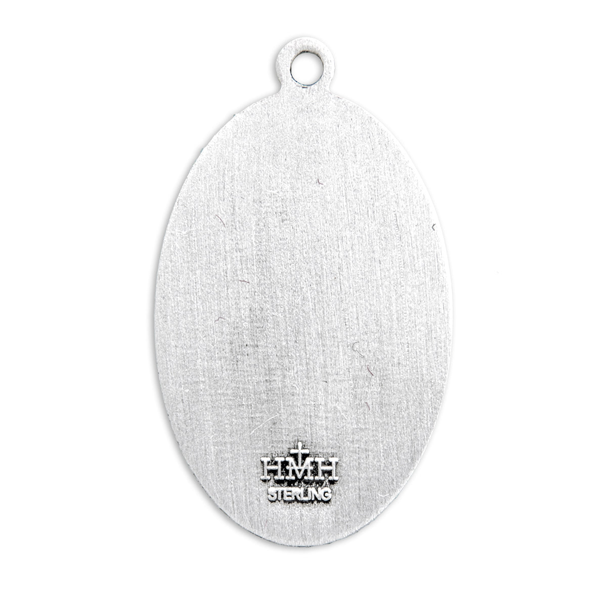 Saint Michael the Archangel Slaying Demon Sterling Silver Oval Shield Medal Pendant with Chain