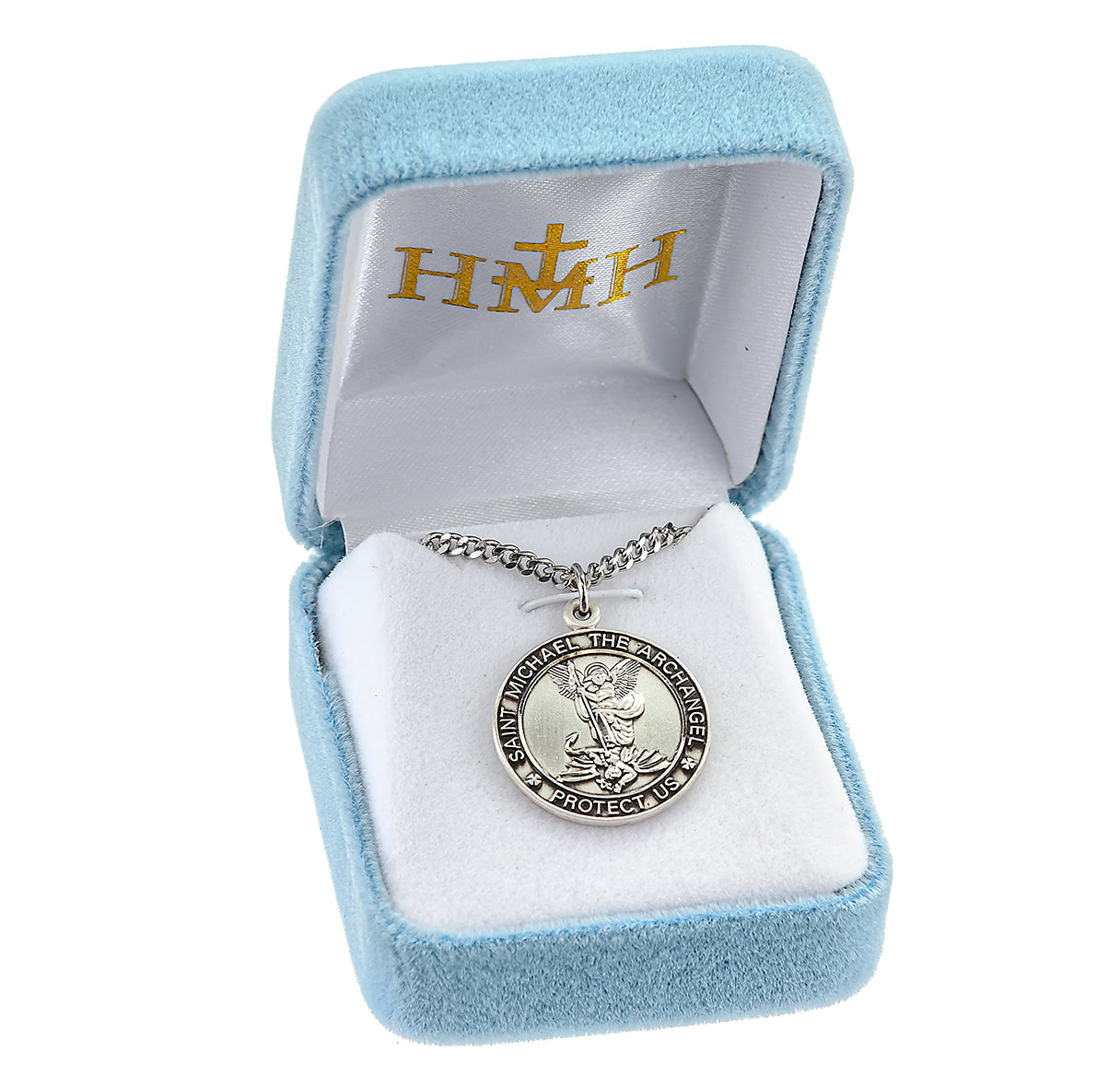 Sterling Silver Small St. Michael Medal Pendant with Chain
