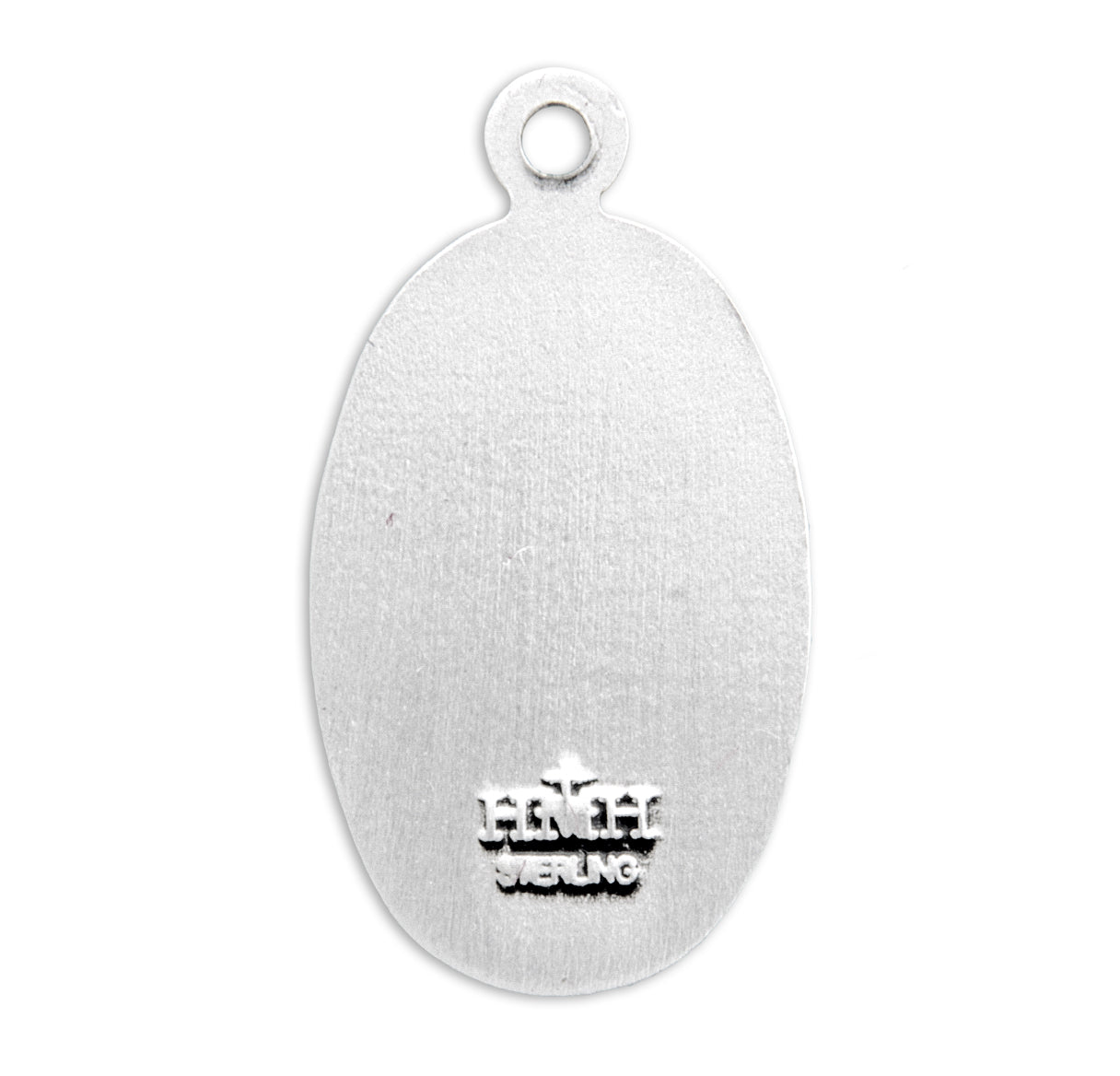 Saint Michael the Archangel Slaying Demon Oval Sterling Silver Medal Pendant with Chain