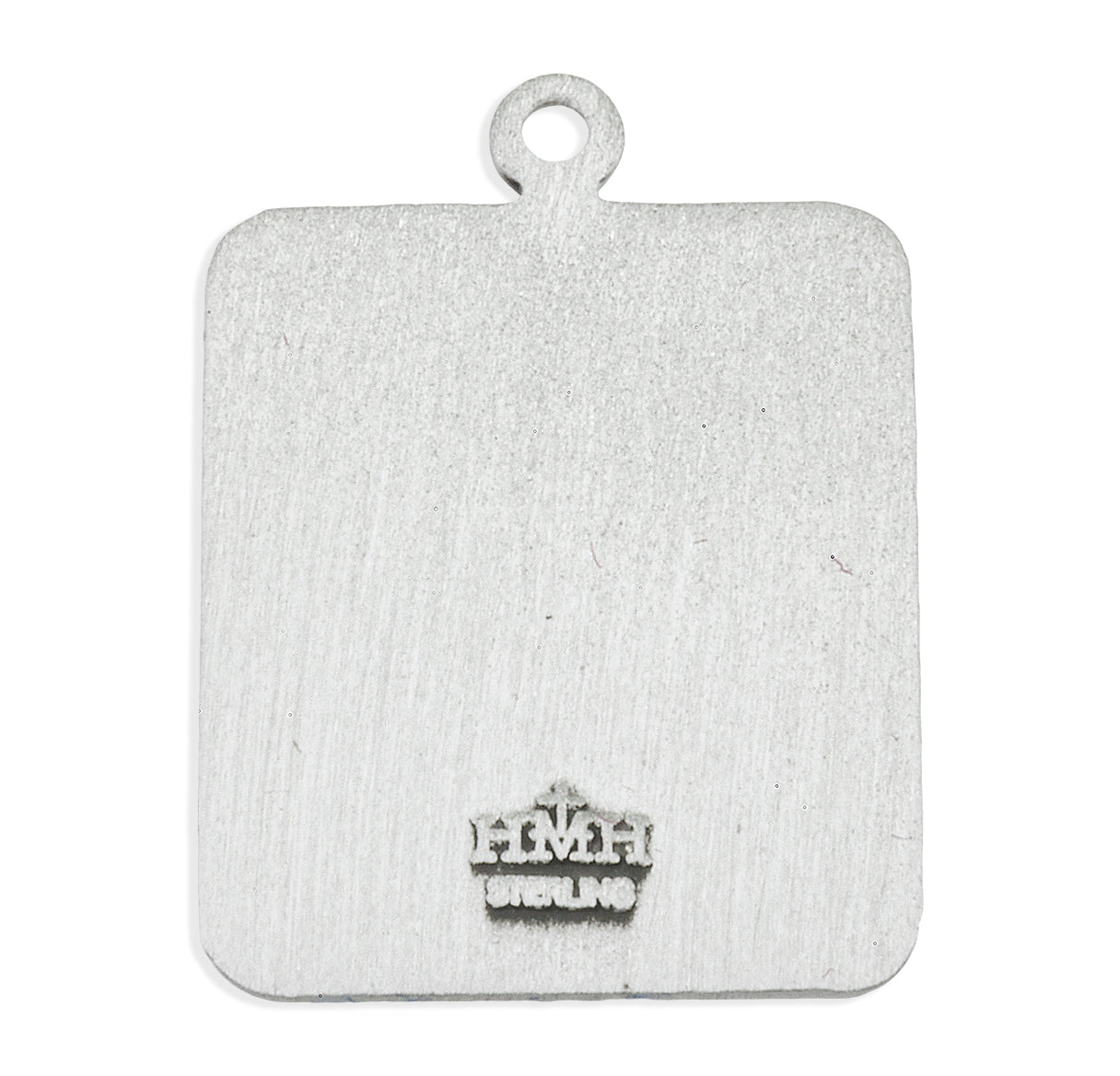 Saint Michael the Archangel Slaying Demon Square Sterling Silver Medal Pendant with Chain