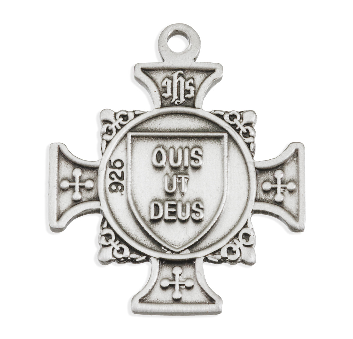 Saint Michael the Archangel Slaying Demon Sterling Silver Maltese Cross