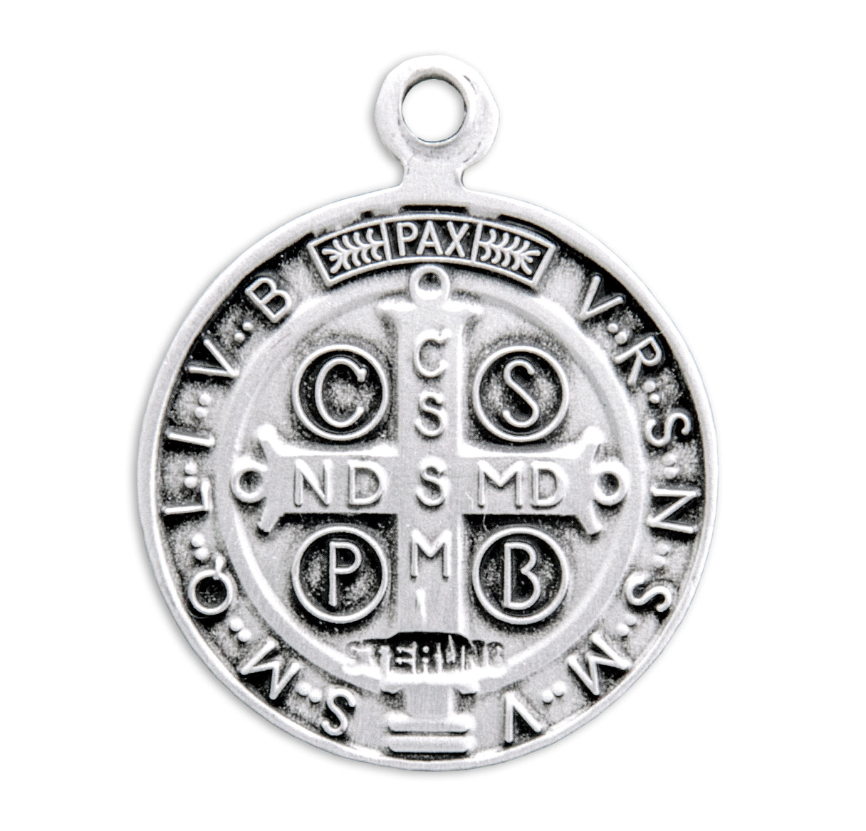 Saint Benedict Protection Round Jubilee Sterling Silver Medal Pendant with Chain