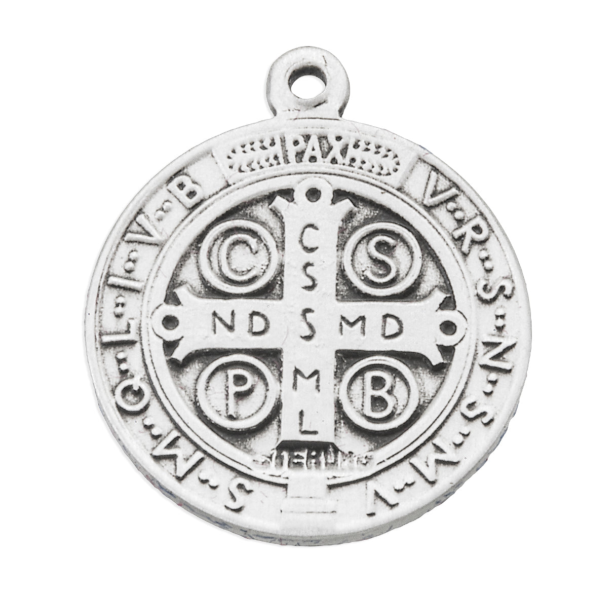 Saint Benedict Protection Round Jubilee Sterling Silver Medal Pendant with Chain