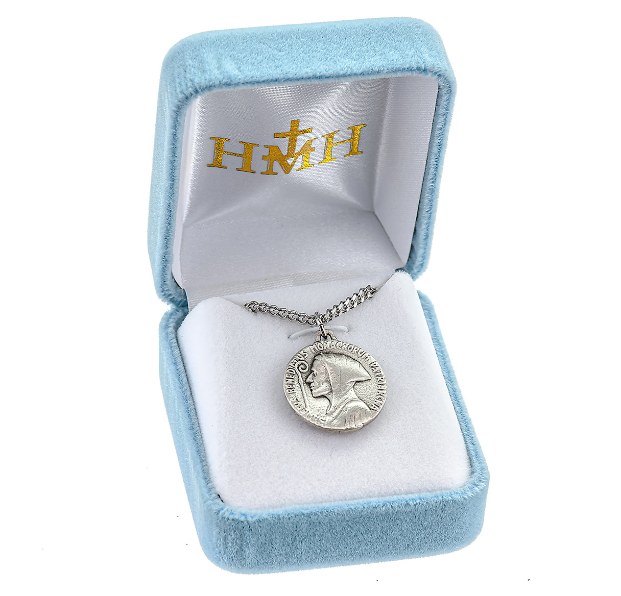 Saint Benedict Protection Sterling Silver Medal Pendant with Chain