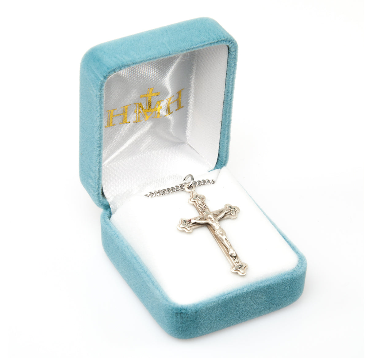 Vine and Leaf Pattern Sterling Silver Crucifix