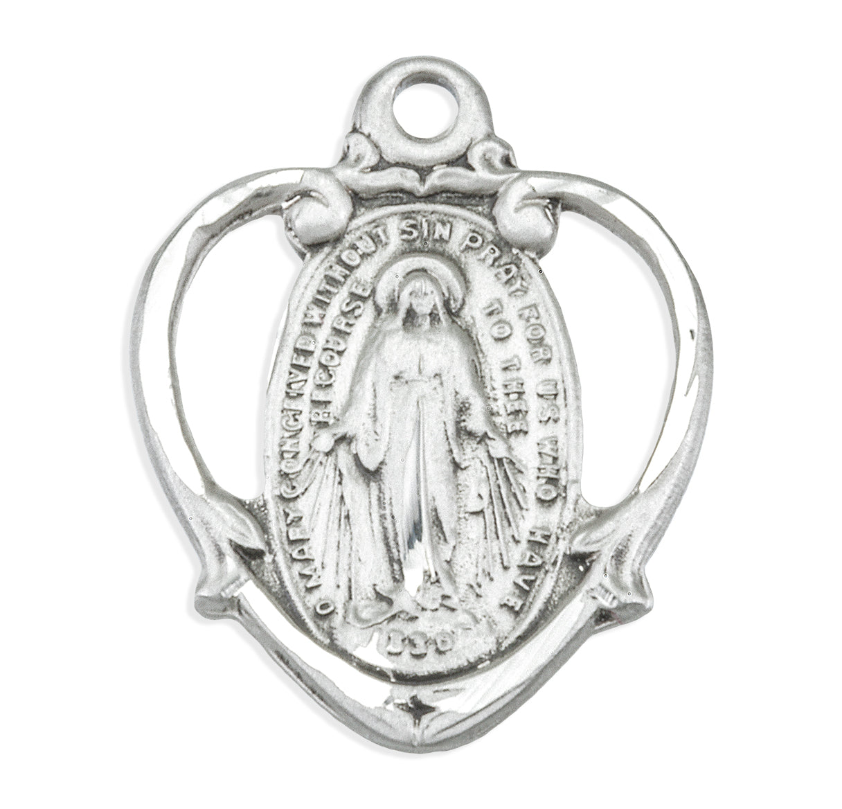 Sterling Silver Miraculous Medal Pendant with Chain
