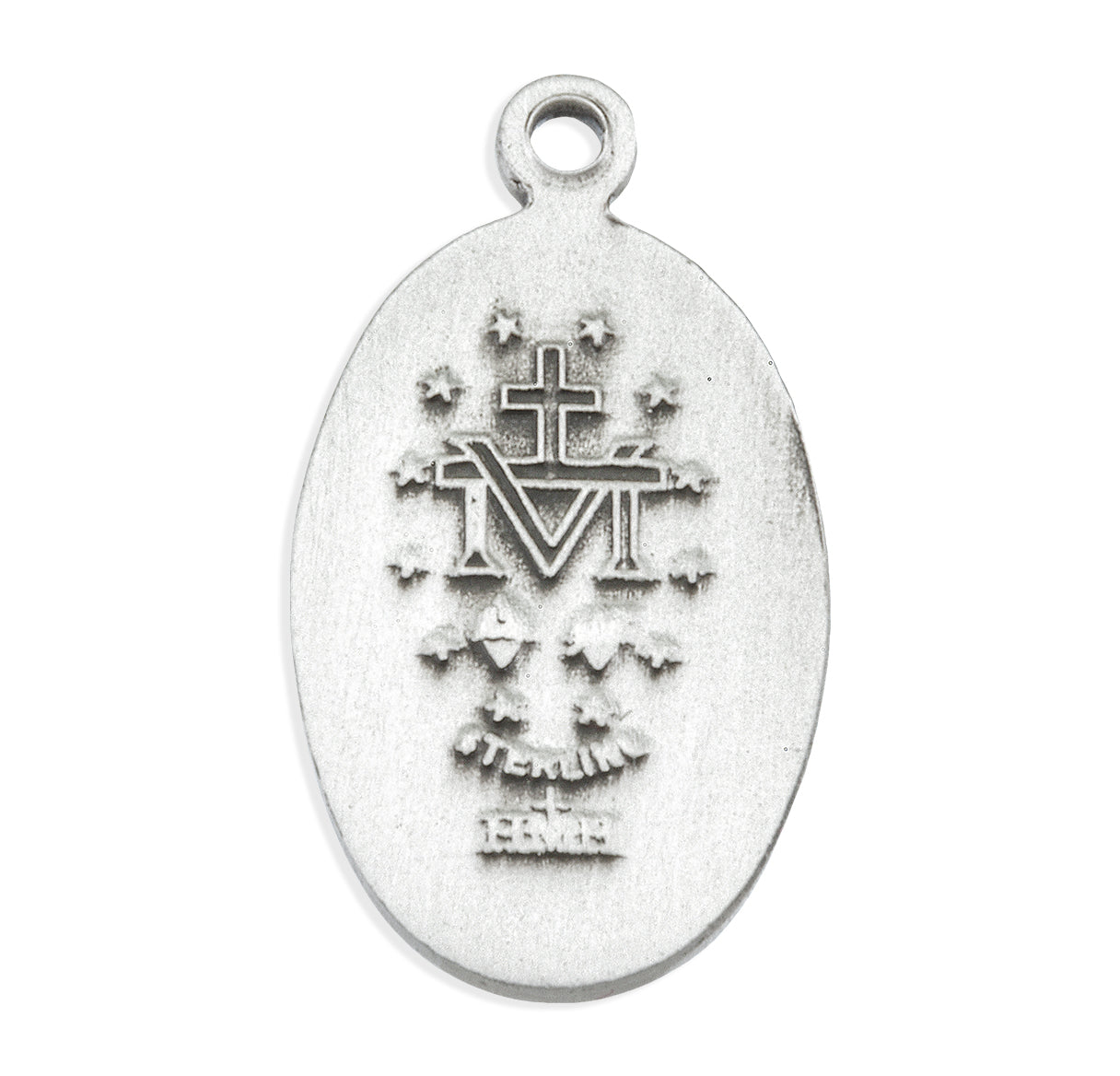 Sterling Silver Oval Miraculous Medal Pendant with Chain