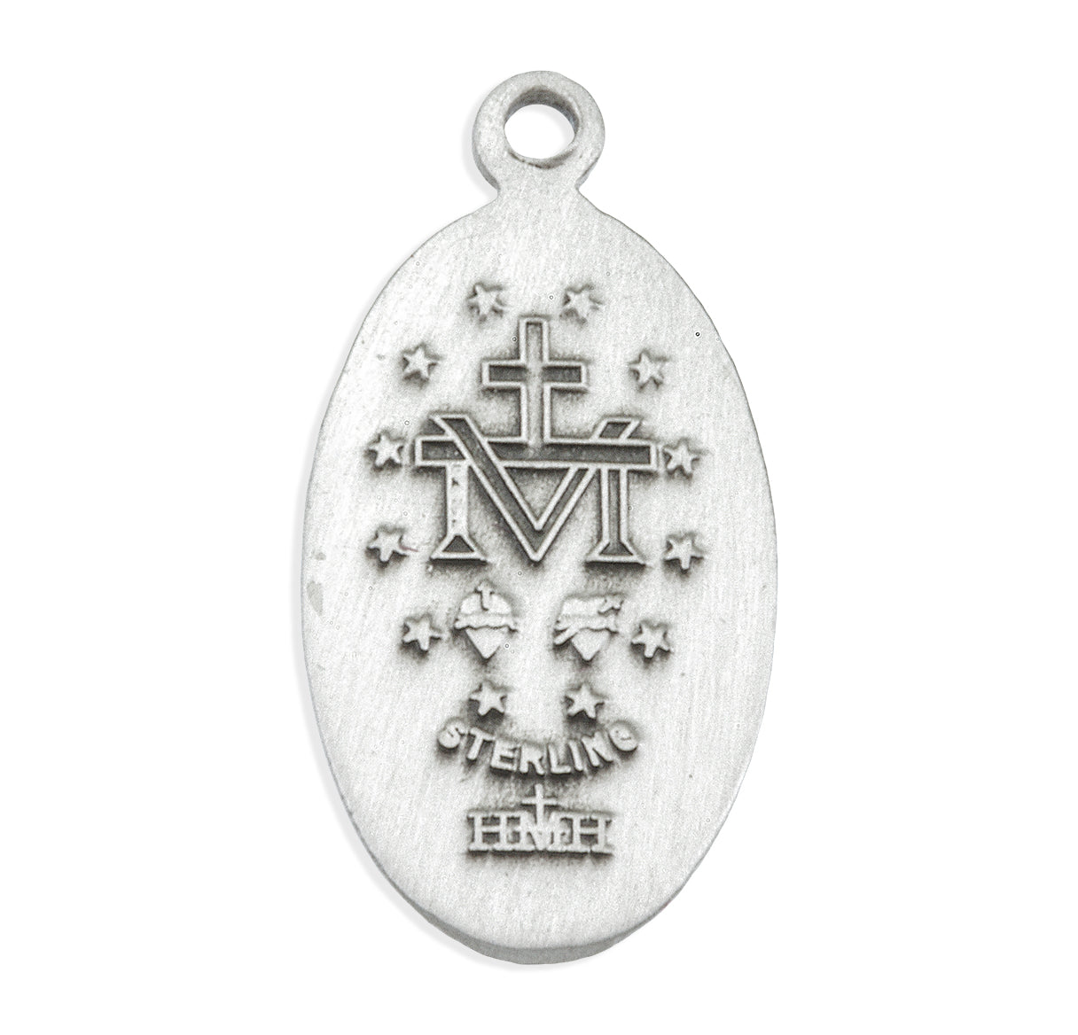 Sterling Silver Oval Miraculous Medal Pendant with Chain