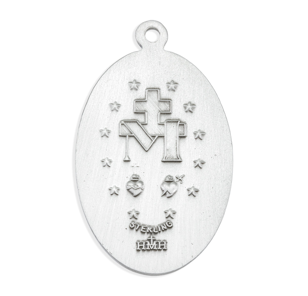 Sterling Silver Oval Miraculous Medal Pendant with Chain