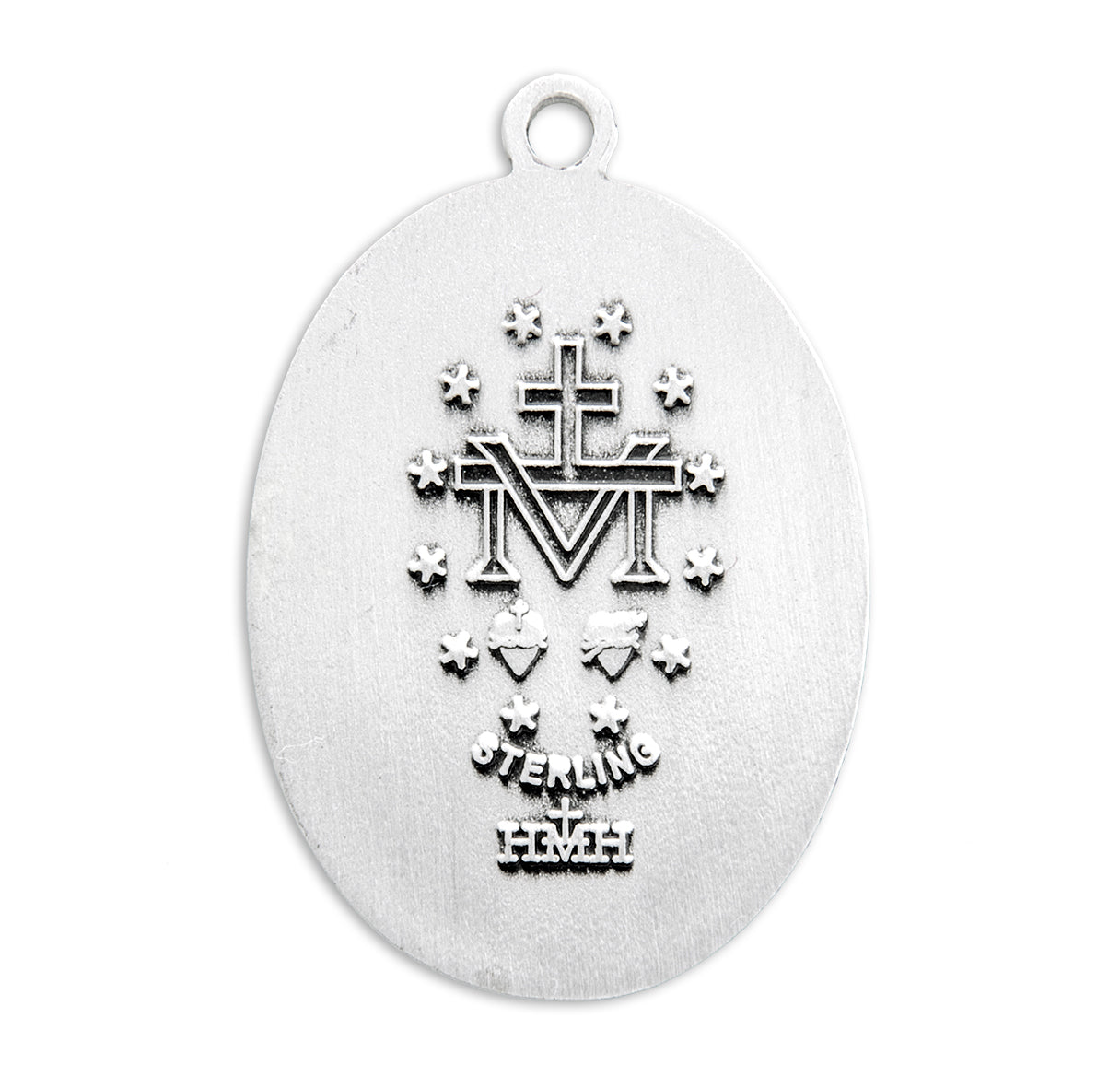 Sterling Silver Oval Miraculous Medal Pendant with Chain