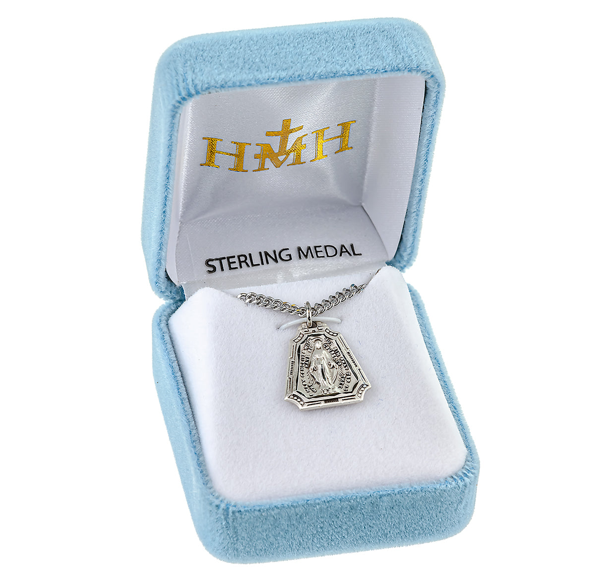 Sterling Silver Miraculous Medal Pendant with Chain