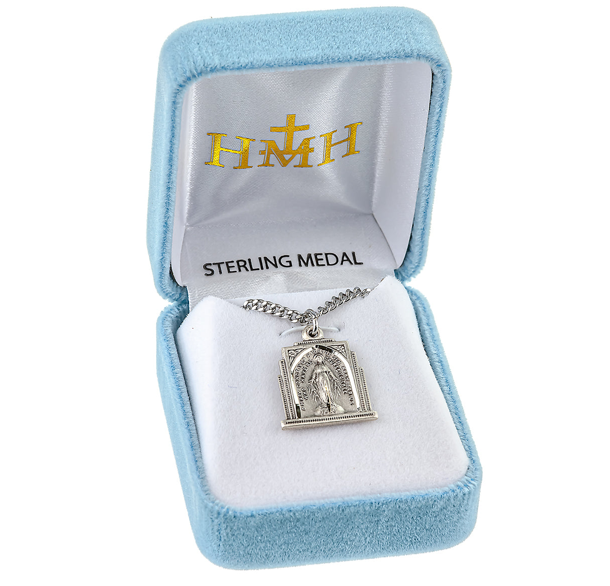 Sterling Silver Multi-Step Miraculous Medal Pendant with Chain
