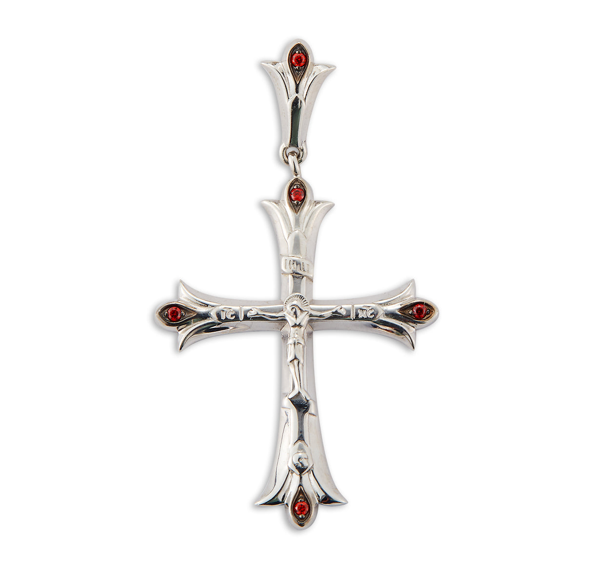 Sterling Silver Crucifix with Flared CZ Tips 24" Chain