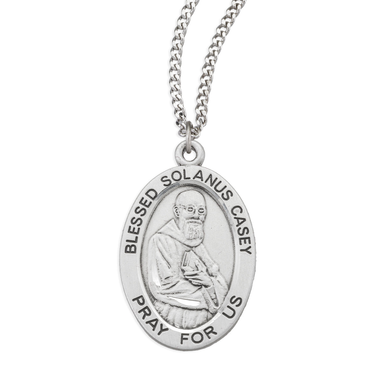 Blessed Solanus Casey Oval Sterling Silver Medal Pendant with Chain