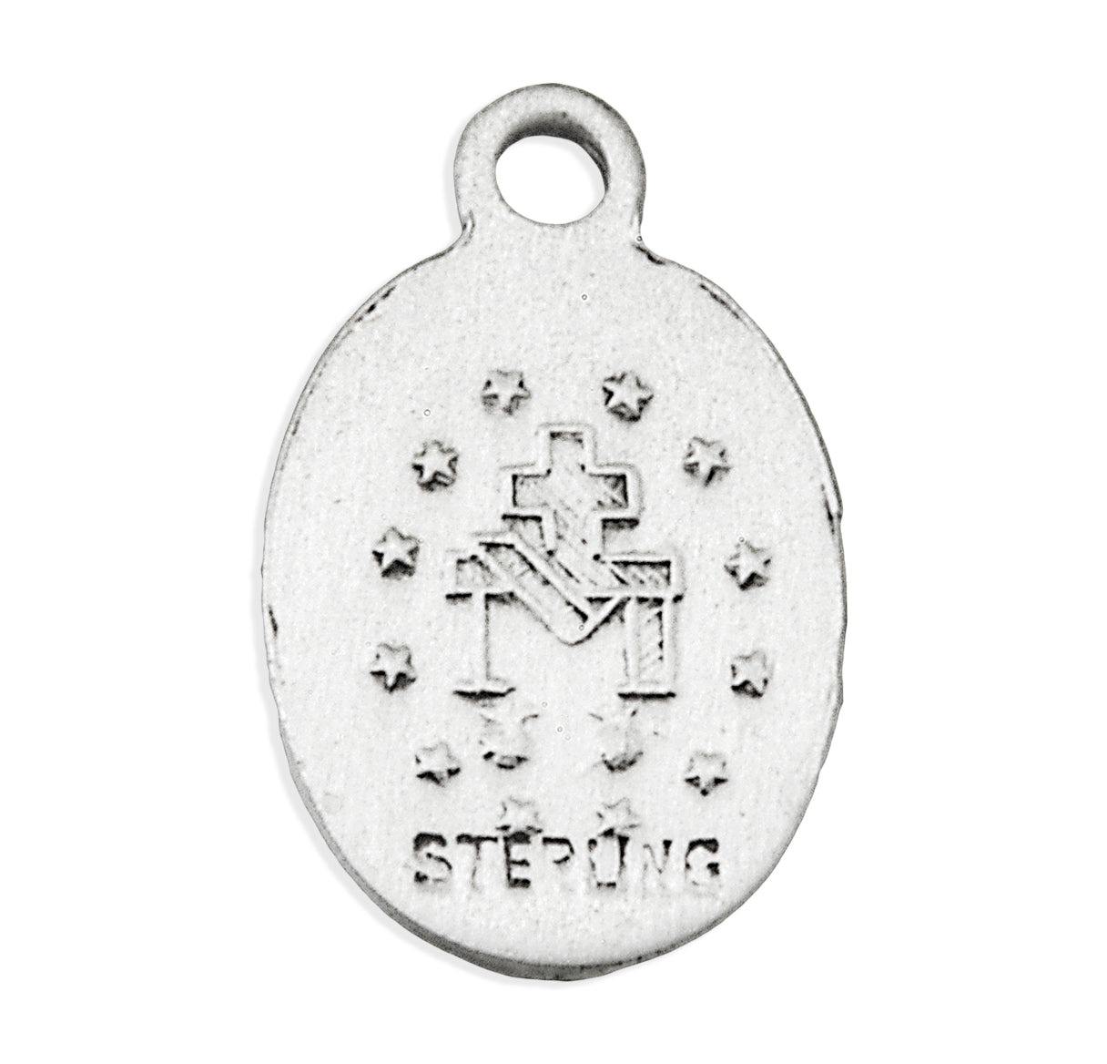 Sterling Silver Oval Miraculous Medal Pendant with Chain