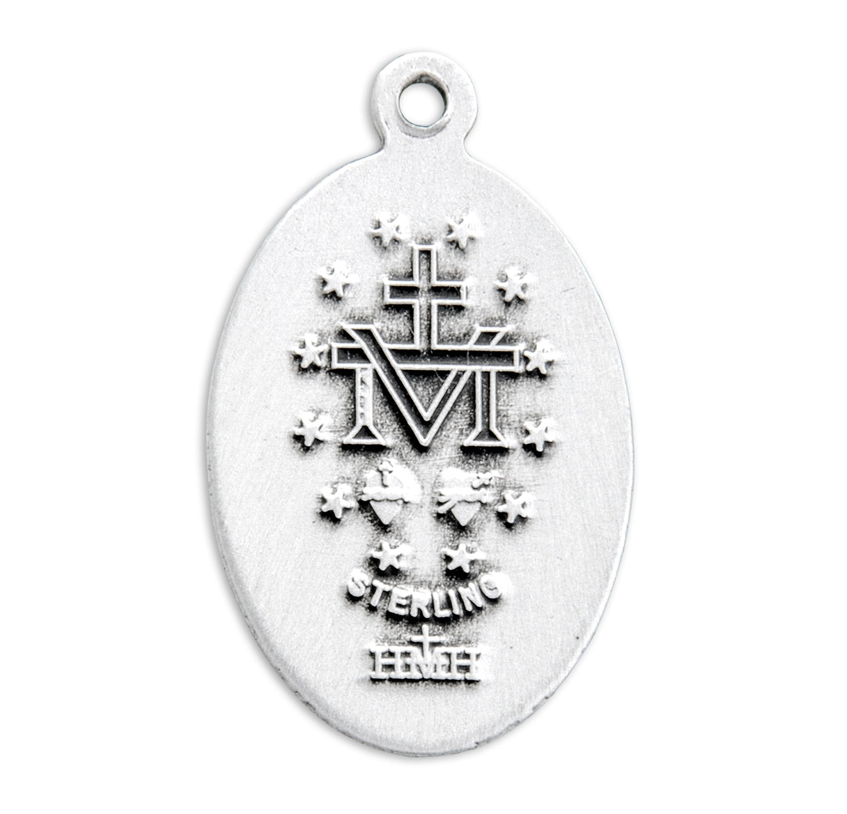 Sterling Silver Oval Miraculous Medal Pendant with Chain