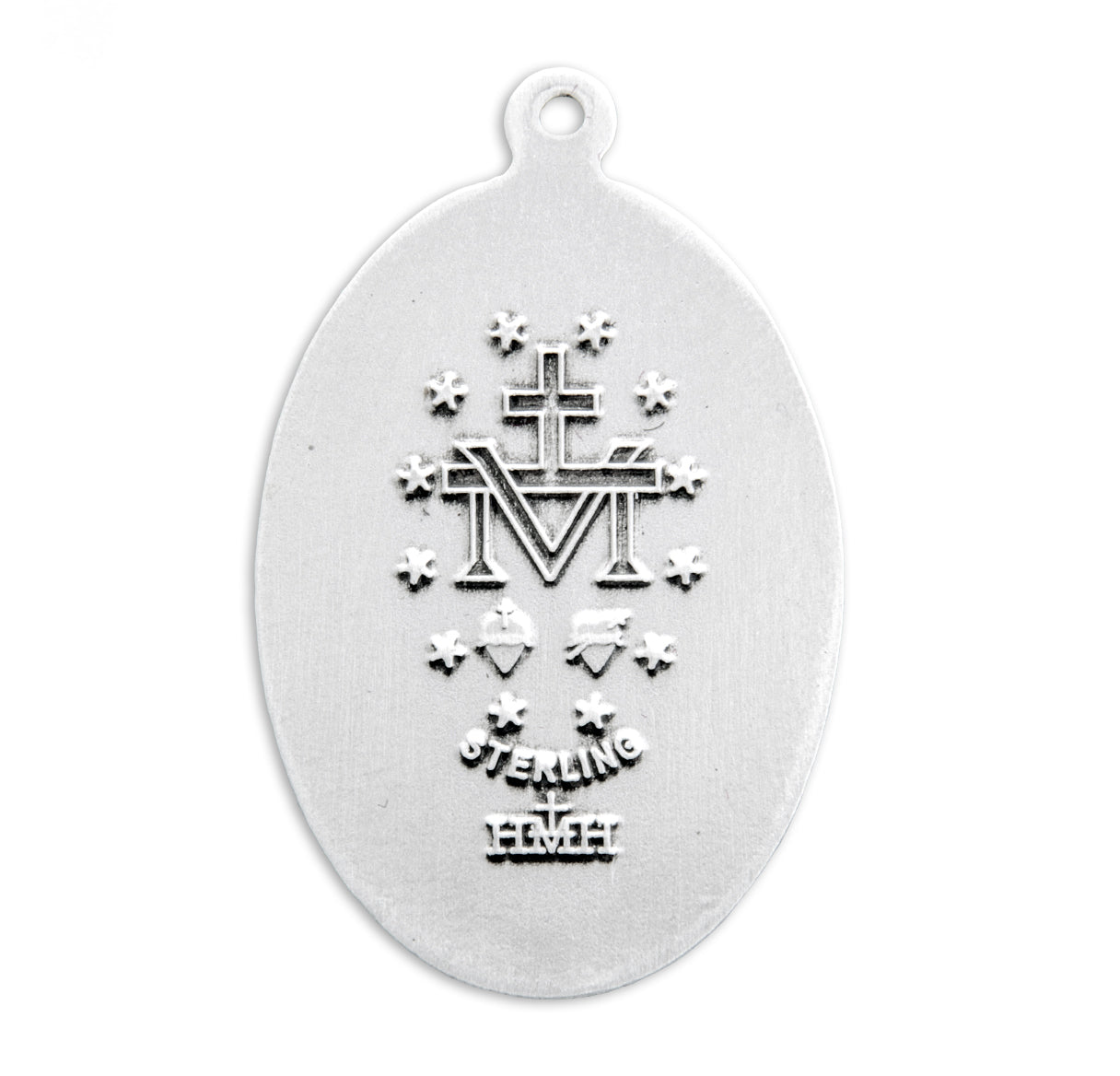Sterling Silver Oval Miraculous Medal Pendant with Chain