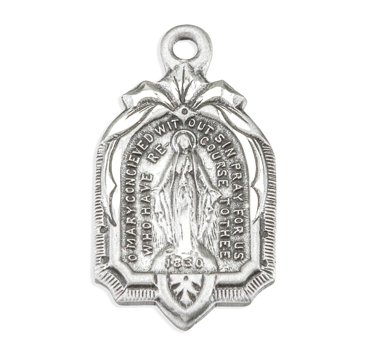 Sterling Silver Miraculous Medal Pendant with Chain
